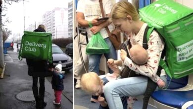 Photo of Una mamma lavora come fattorino e porta sempre con sé le due figlie piccole durante le consegne. La sua grande forza commuove il web