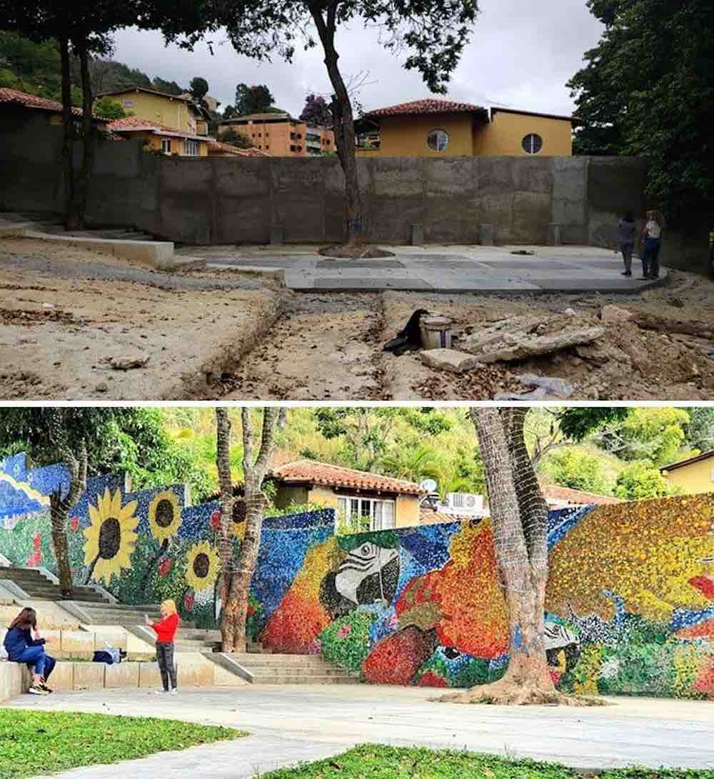 Un giovane artista crea un murale con 200.000 tappi plastica