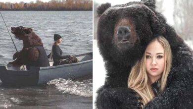 Photo of Salva un cucciolo di orso abbandonato e diventano compagni inseparabili: le immagini che li riprendono mentre vanno a pesca conquistano il web