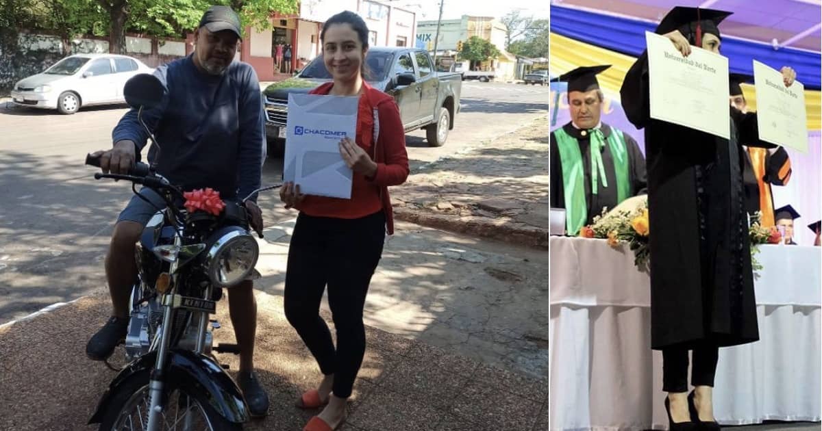 Si laurea e regala una moto al patrigno